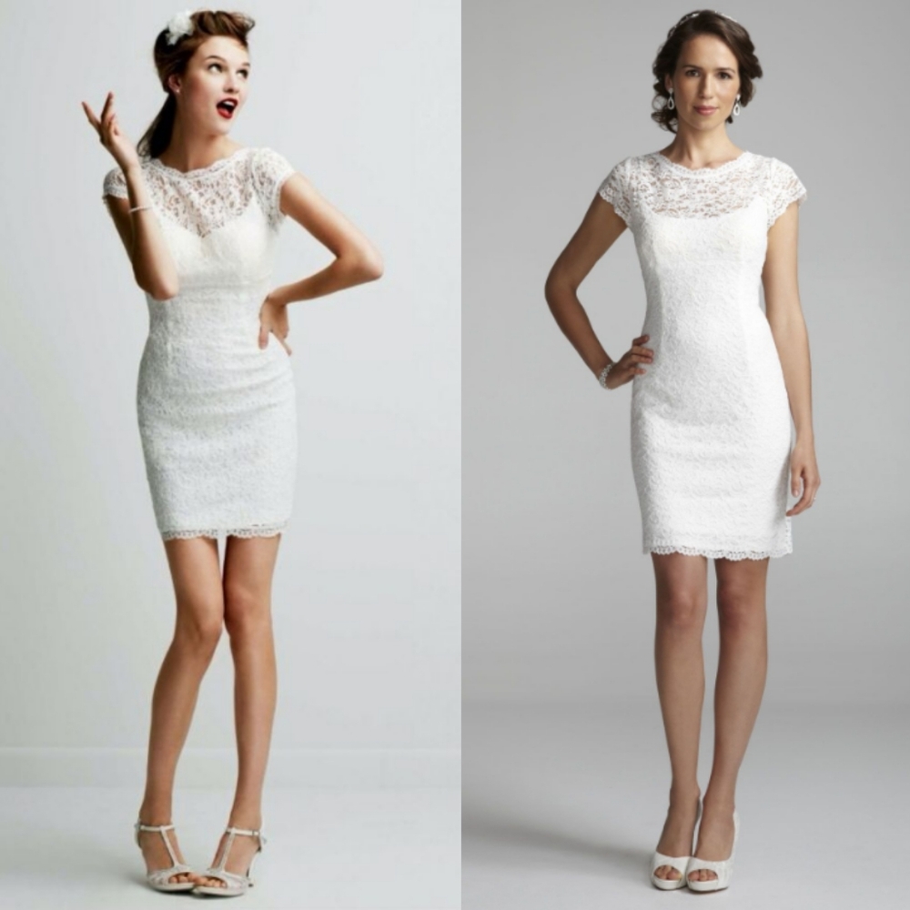 NWT David's Bridal Knee Length Wedding Dress